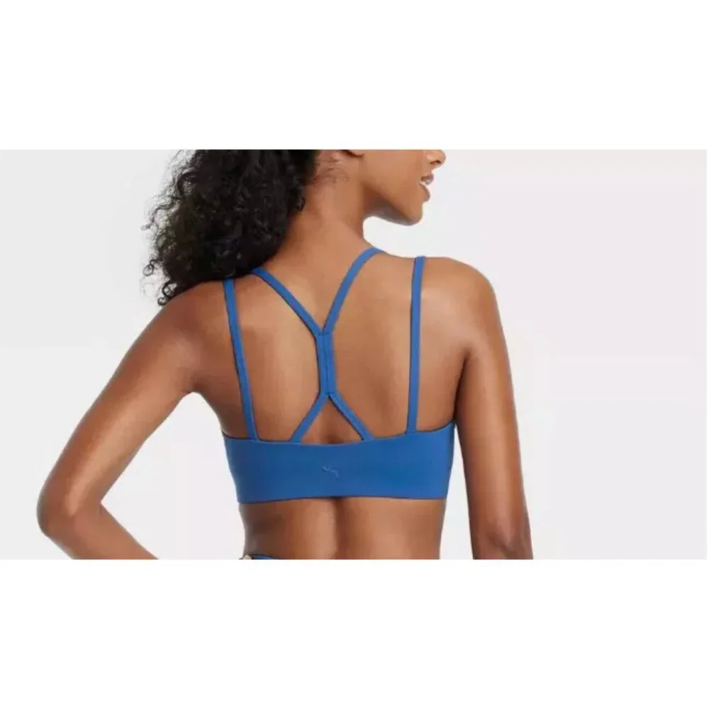 WT JoyLab Women's L Deep Sea Blue Strappy Athletic Sports Bra Removable Pads - Picture 3 of 13